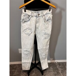 Anti Basic Daily‎ Jeans Vintage 80s Acid Wash Embroidered Heart Fringe Tapered